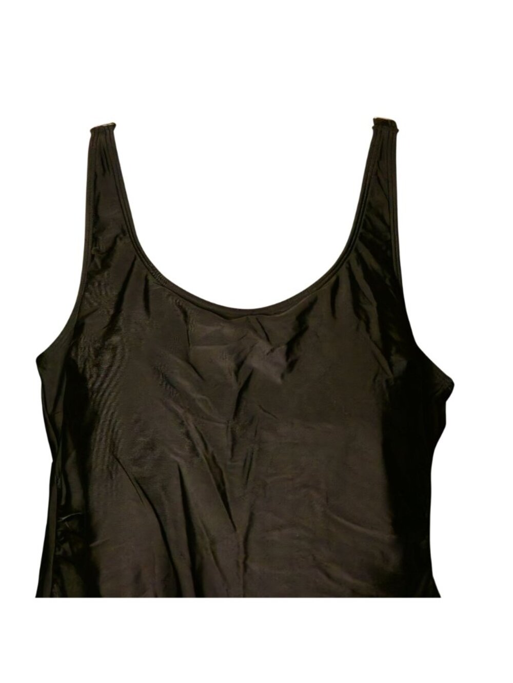 Plus Size Swim Dress 20W Black Tank Wide Straps Built-in Bra Lined Modest Fit - Picture 2 of 9